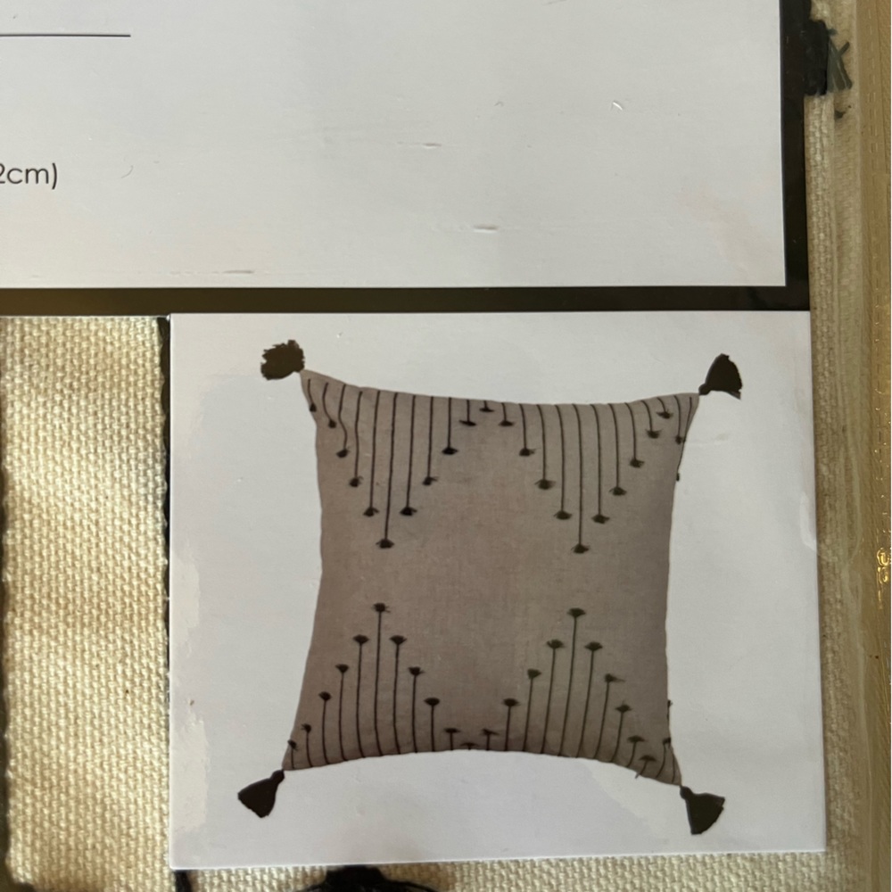 Merchant 41 Pillow Cover. Tan with Black Embroidered Accents.